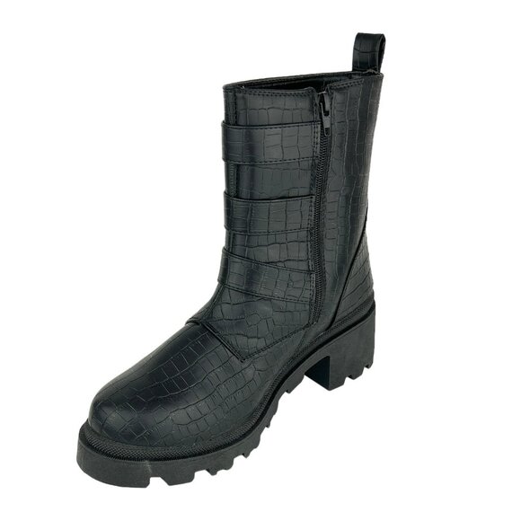 SUGAR FILO Women's Lug Sole Croc Embossed Combats Boots - Picture 5 of 10